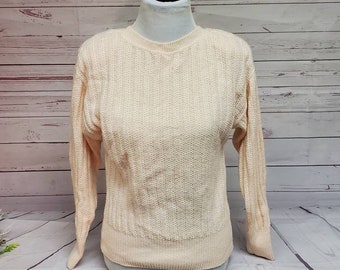 1980s Pullover Sweater, Size Medium, Large Light Pink Color, Vintage Clothes for Women, Gift Ideas, Long Sleeve Top, Treasures by the Gulf