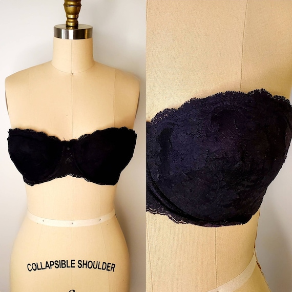 36C Frederick's of Hollywood Bra, Black Strapless Push-up Padded Bra, Size  36C, Mad Men, Pin up Girl, Valentines Gift, Treasures by the Gulf 