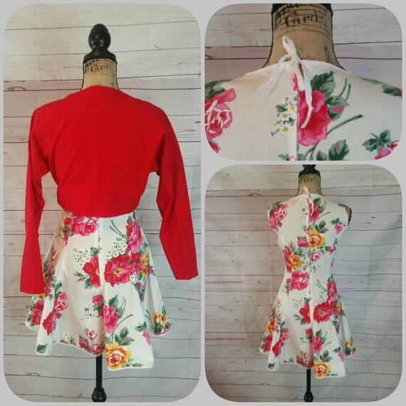 Juniors Red Bolero Jacket, Flowered Dancing Dress… - image 5