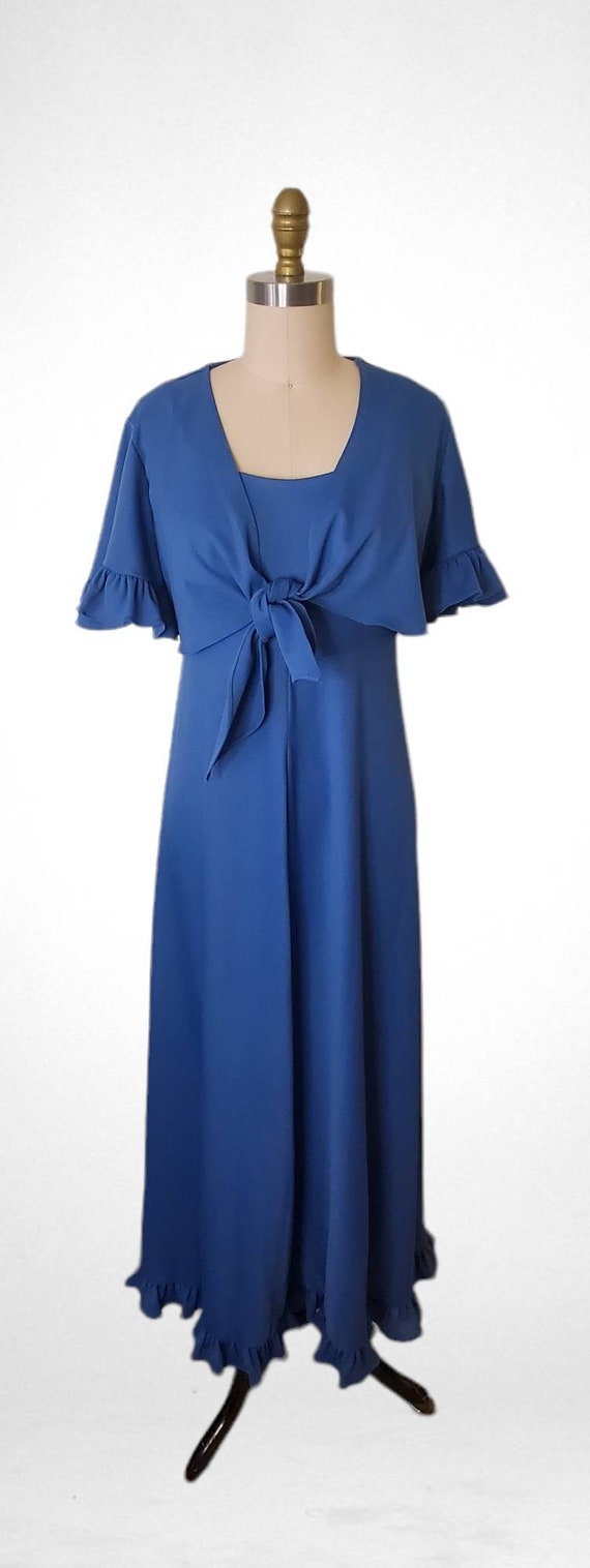 Vintage Handmade Blue Wrap Dress Size Large