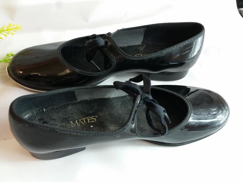 Vintage Tap Shoes Black with Black Tie Size 6 l Vintage