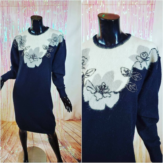 M Angora  Rabbit Hair Dress, Sweater Dress, Long … - image 1