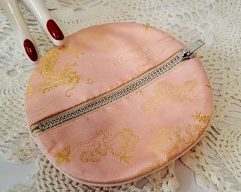 MCM Satin Coin Purse with Metal Zipper, Vintage Women's Accessories, Mad Men, Pin Up Girl, Mother's Day Gifts, Treasures by the Gulf