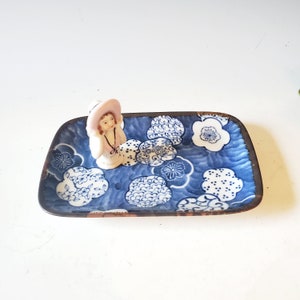 Vintage Blue and White Tray, Small Porcelain Tray, Catch All Dish, Entryway Decor, Wedding Gift, Small Gift, Home Decor, Treasures by Gulf