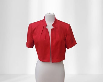 Plus Size Red Bolero Jacket, Vintage Women's Jacket, Shrug Jacket, R & K Fashions, 1980s Fashions, Women's Clothes, Treasures by the Gulf