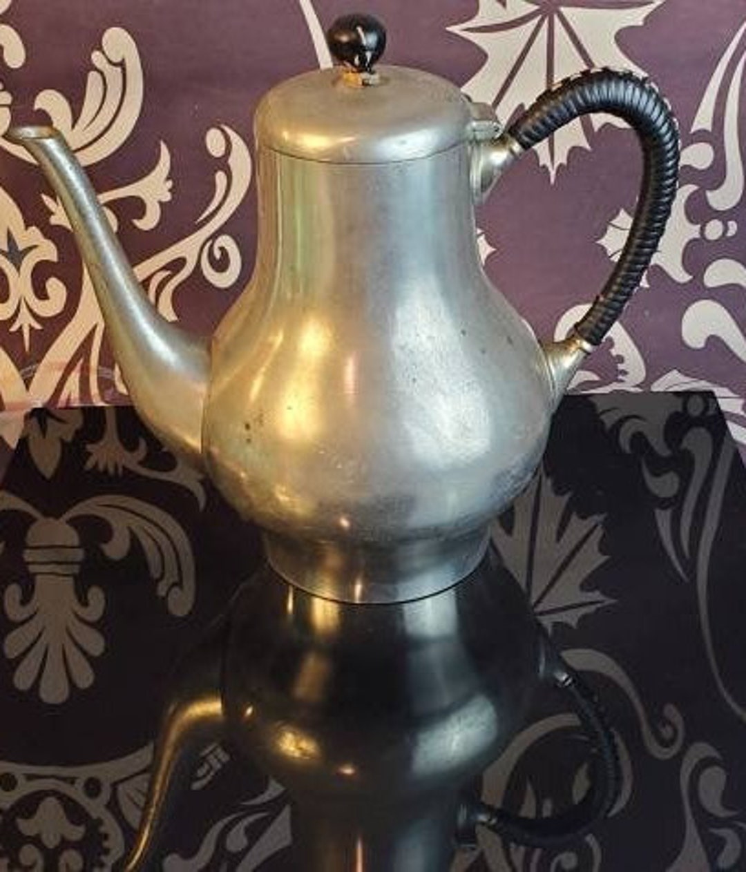 Vintage Pewter Tea Pot Coffee Server Mid Century Metawa Etsy