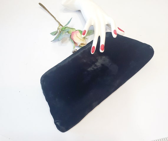 GARAY Black Velvet Cocktail Purse with Rhinestone… - image 2