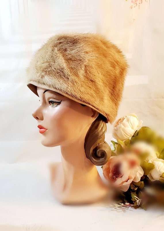 Vintage Fur Turban Style Hat 1950s 1960s l Winter