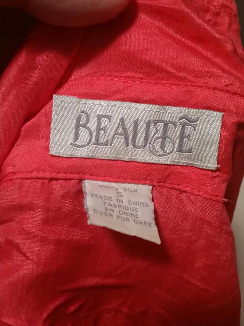 1980s Neon Orange Silk Short Sleeve Oversized Top Blouse for Ladies Size Small by Beaute l Bright Orange Pink Top l 1980s Fashions