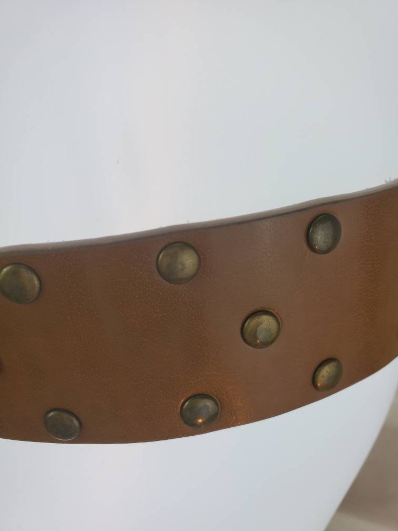 Boho 1980s Brown Leather Grommet Belt Fits 30 to 38 inch waist Etsy