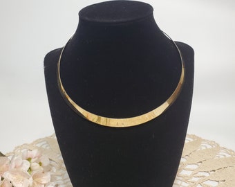 1980s Goldtone Choker Necklace, VIntage 80s Jewelry, Costume Jewelry, Pendant Holder, Gift Ideas, Gifts for Her, Treasures by the Gulf