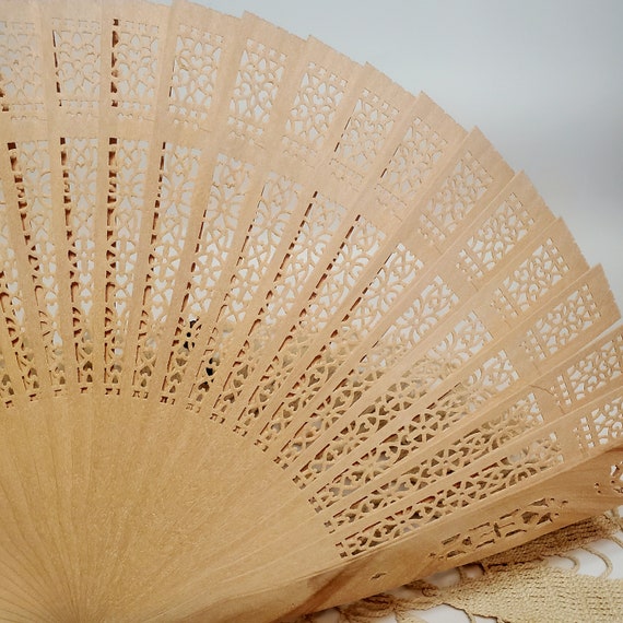 Vintage Wood  Hand  Fan with Cut Outs, Vintage Fa… - image 2