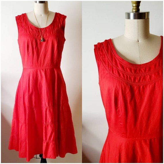 S M Red Sleeveless Dress, Liz Claiborne Dress, Vi… - image 1