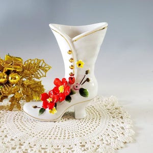 Royal Crown Victorian Boot, Vintage Midcentury Porcelain Decor, Floral Accents, Miniatures, Gift Ideas, Holiday Decor, Treasures by the Gulf