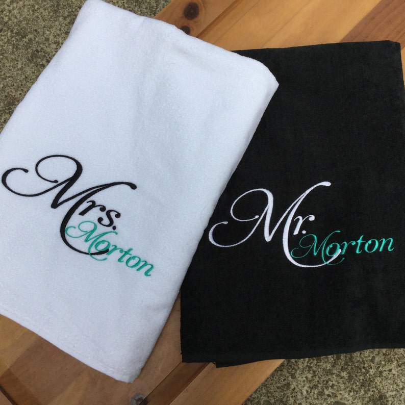 Personalized Mr. & Mrs. Beach Towels / Embroidered/set of 2 Etsy