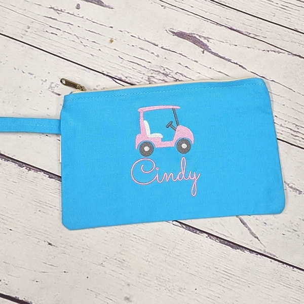 Personalized Golf Accessory Pouch/Embroidered/Accessory Bag/Cosmetic Bag/Make up Bag/ Ladies/Girls/ Golf Gift/Team Gift