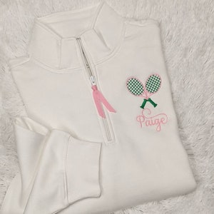 Monogrammed Tennis Quarter Zip Sweatshirt -- Embroidered / Ladies / Youth Tennis /Golf / Tennis Accessories / Tennis Apparel / Tennis