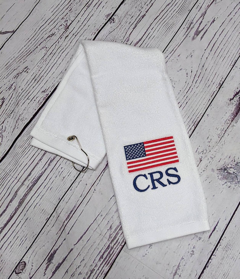 Personalized Monogrammed Golf Towel US Flag Patriotic Etsy