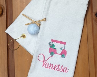 Personalized Monogrammed Golf Towel -- Ladies/Girls/ Golf Gift/ Golf Team/ Golf Cart / You design it, we create it!