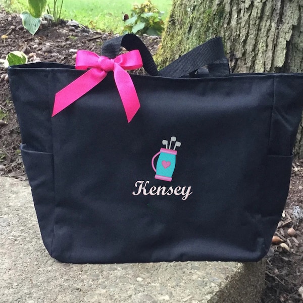 Monogrammed Personalized Golf Tote Bag / Zip Tote / Bridal / Tennis Tote / Golf Gift / Golf League / Golf Bag / Work Bag / Embroidered