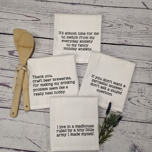 Funny tea towels Housewarming Gift | Mom |  Dish towels | Mr. Rogers |Takes a Village | Funny Parenting | Witty Tea Towels