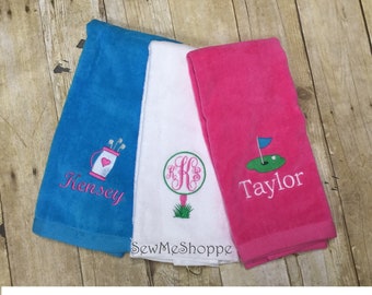 Personalized Monogrammed Golf Towel -- Ladies/Girls/ Golf Gift/ Golf Team/You design it, we create it!