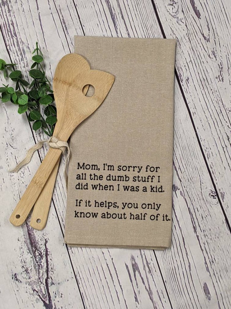 Takes a Village Tea Towels Gifts | Mr.Rogers | Funny tea towels Housewarming Gift | Mom | Dish towels | Funny Parenting | Witty Tea Towels image 4