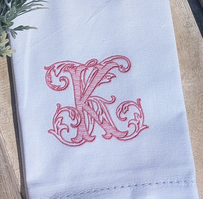Monogram Linen Hand Towel - Thumbnail 3