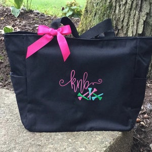 Monogrammed Personalized Golf Tote Bag / Zip Tote / Bridal / Tennis Tote / Golf Gift / Golf League / / Work Bag /Embroidered