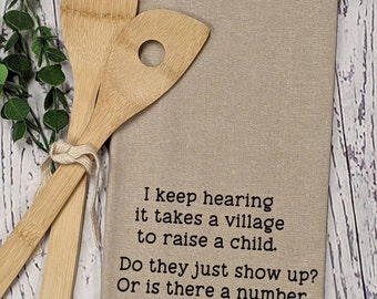 Takes a Village Tea Towels Gifts | Mr.Rogers | Funny tea towels Housewarming Gift | Mom |  Dish towels | Funny Parenting | Witty Tea Towels
