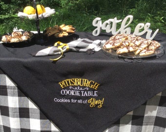 Pittsburgh Cookie Table / Wedding Sign / Dessert Table / Embroidered Tablecloth / Personalized/Custom/ Yinz / Wedding Decor/ Bridal Gift
