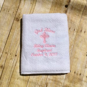 Personalized Baptism / Christening Baby Towel Gift/Embroidered/Custom/New Baby, Baptism, Christening, Dedication. image 2