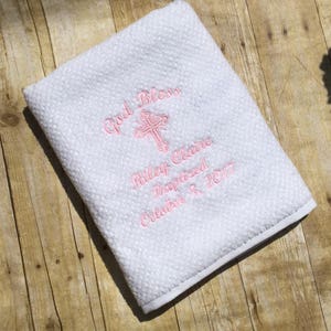 Personalized Baptism / Christening Baby Towel Gift/Embroidered/Custom/New Baby, Baptism, Christening, Dedication. image 1