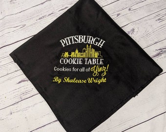 Pittsburgh Cookie Table / Wedding Sign Dessert Table/Skyline Embroidered Tablecloth / Personalized/Custom/ Yinz / Wedding Decor/ Bridal Gift