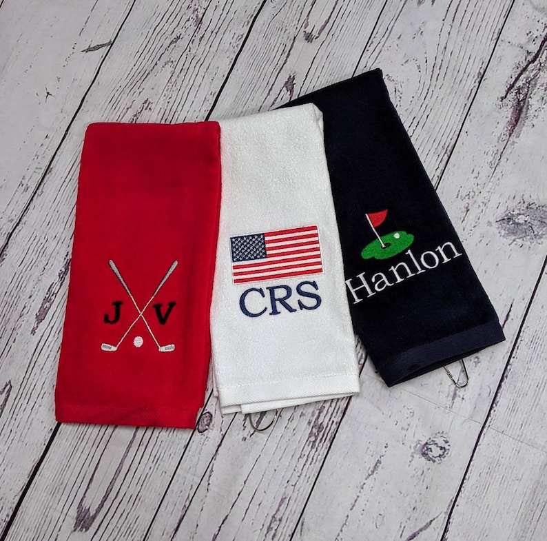 Personalized Monogrammed Golf Towel US Flag Patriotic Etsy