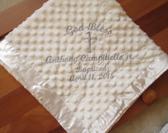 Personalized Baptism Gift/ Baby Blanket /Boy/Girl/ The WOW gift! /Minky/Embroidered/ New Baby, Baptism, Christening, Dedication