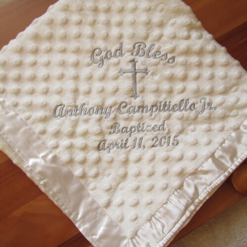 Baptism Blanket Personalized Monogram Quilt New Baby Gift Etsy