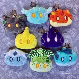 FINAL SALE Slime Embroidered Plush Keychains Cyro Hydro Pyro Geo Anemo Electro Dendro Christmas Game Ornament Bag Charm Heisei Retro