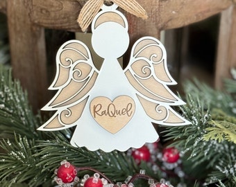 Adorno conmemorativo, adorno de ángel conmemorativo, adorno conmemorativo personalizado, adorno de recuerdo, ángel de Navidad, adorno de ángel personalizado