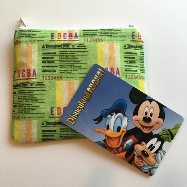 MINI Vintage Disneyland-Inspired E-Ticket Handmade Fabric Small Zipper Pouch or Coin Purse