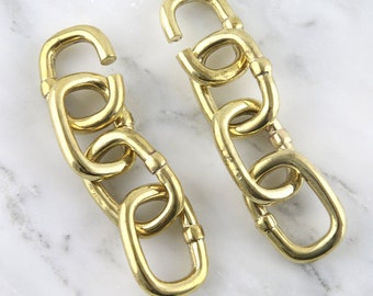 OG Chain Link Brass Ear Weights, Stretched Ears, Hangers