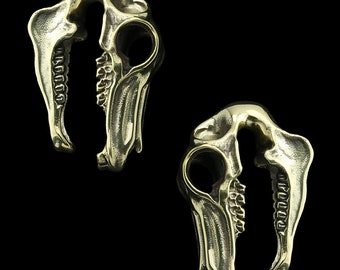 Equestrian Skull Brass Ear Weights