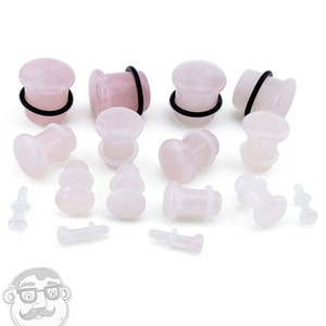 Pink Rose Quartz Single Flare Stone Plugs