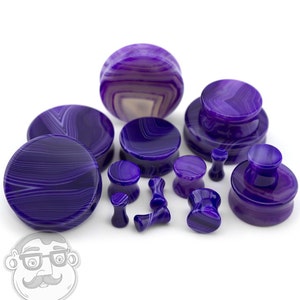 Purple Line Agate Stone Plugs