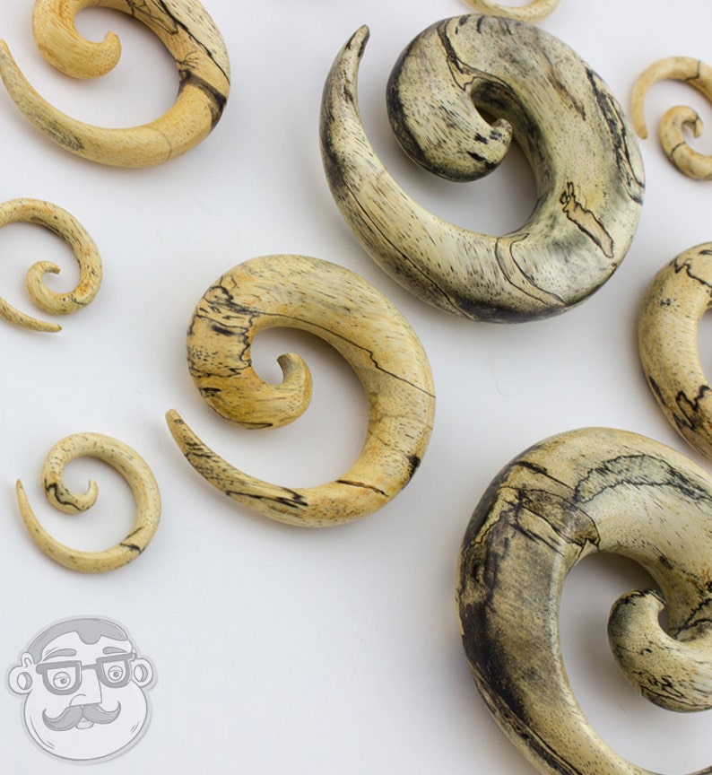Tamarind Wood Spirals Plugs Sizes / Gauges (8G up to 3/4") - New! image 3