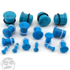 Turquoise Howlite Stone Plugs - Single Flare (8G - 5/8&quot;) Sold In Pairs - New!