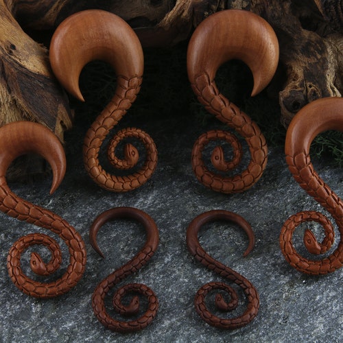 Wooden Snake Spiral Hangers Plugs Sizes / Gauges 12G Etsy
