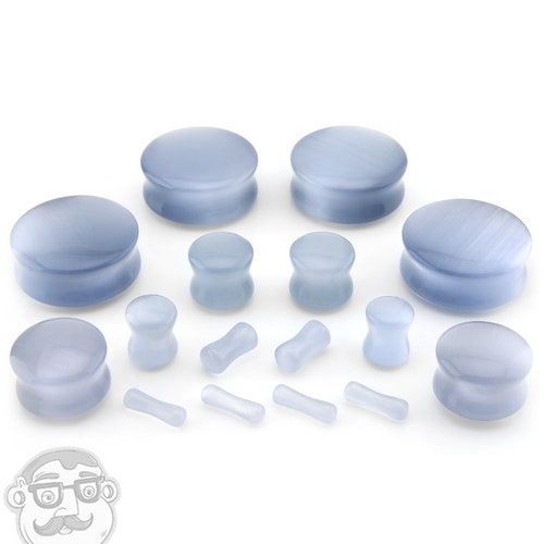 Aqua Cat's Eye Glass Plugs Sizes / Gauges 8G 1 Inch Etsy
