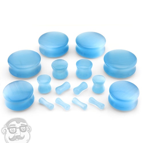 Aqua Cat's Eye Glass Plugs Sizes / Gauges 8G 1 Inch Etsy