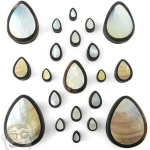 Mother of Pearl Areng Wood Teardrop Plugs